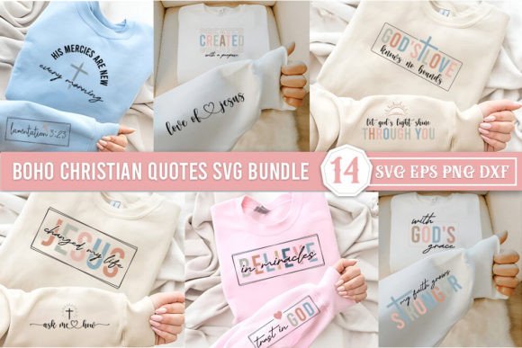 Christian Quotes Sleeve Sweatshirt Bundle: T-Shirt Graphics That Elevate Blog Design