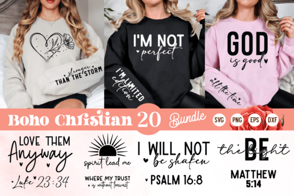 Christian Sleeve SVG Bundle Faith Graphics for T-Shirt Designs