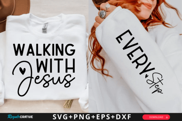 Walking with Jesus Sleeve SVG Design for T-Shirt Graphics